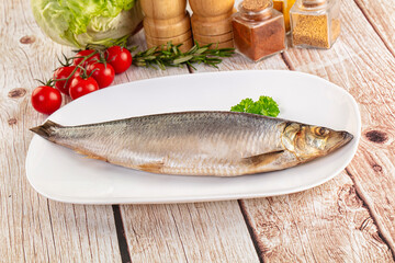 Raw whole salted herring fish