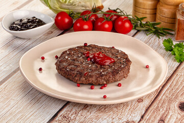 Grilled juicy beef cutlet for burger