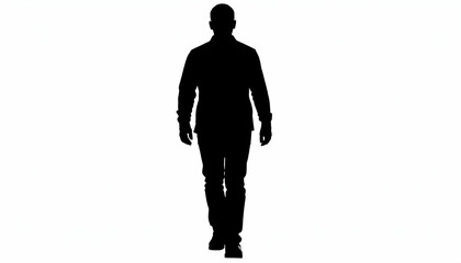 Man walking silhouette with white background.