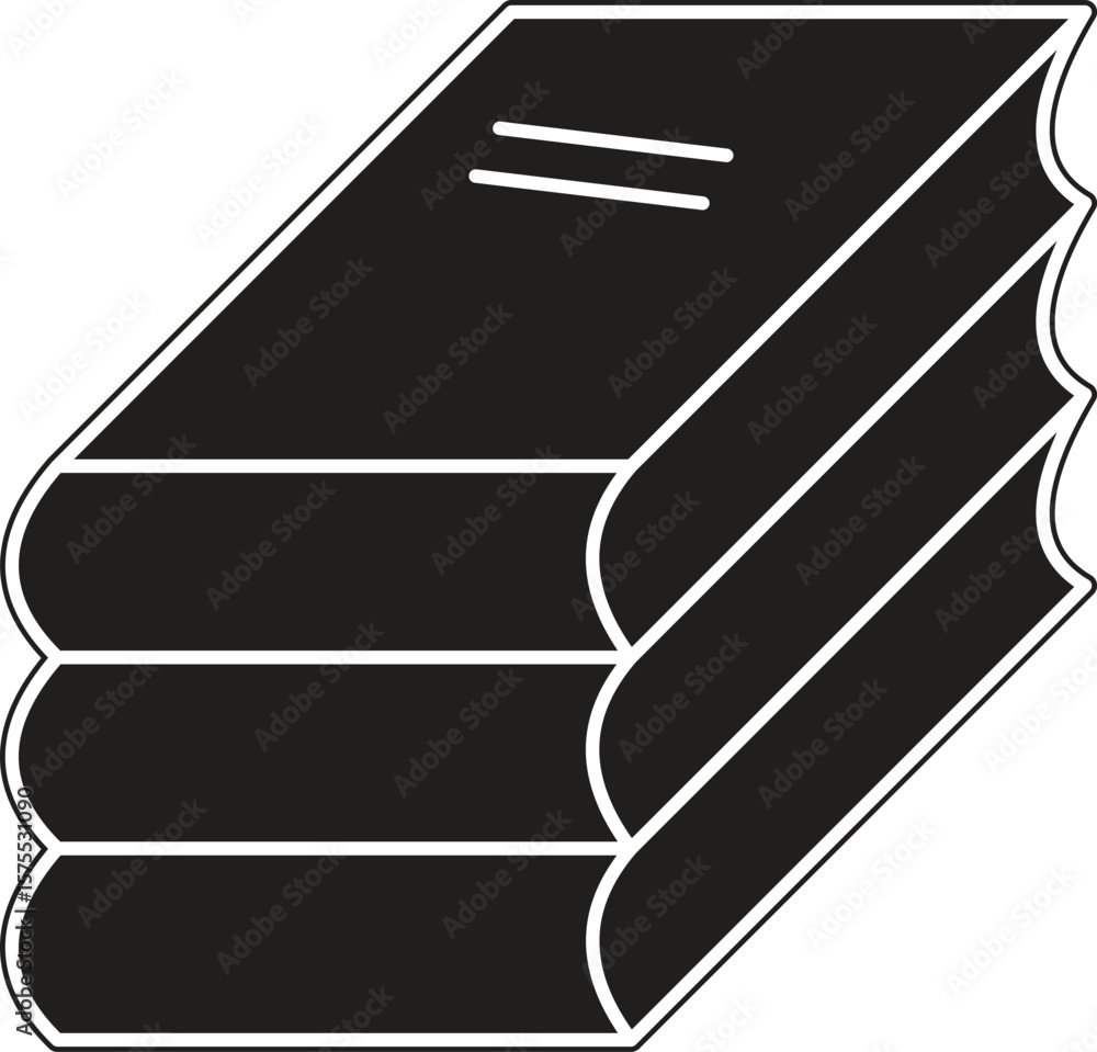 Poster stack of three books icon symbolizing academic resources, reading material bundle or library stack w