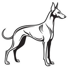 Obraz premium Black and White Dog Silhouette Standing Profile View 1