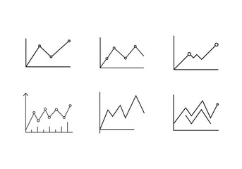set of line chart icon line art vector illustration
