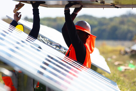 Solar farm installation in Texas