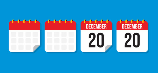  Calendar Icon Set. Flat Vector Date Planner