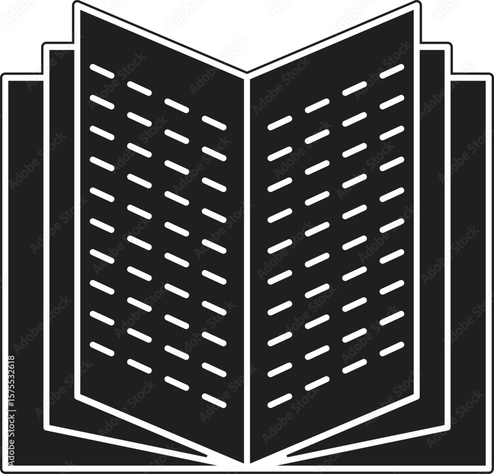 Poster book with pages showing text icon representing study, reading content, or literature with transparen