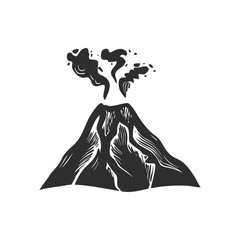 Volcanic Eruption Silhouette Illustration. Natural Disaster And Geology Concept Isolated Vector Illustration