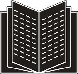 Book with pages showing text icon representing study, reading content, or literature with transparent background