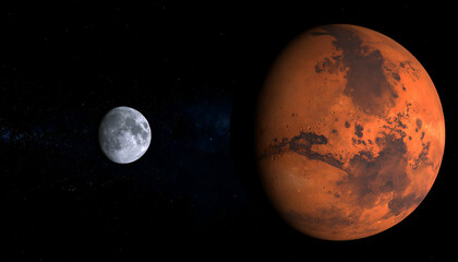 Mars  Moon Space View.