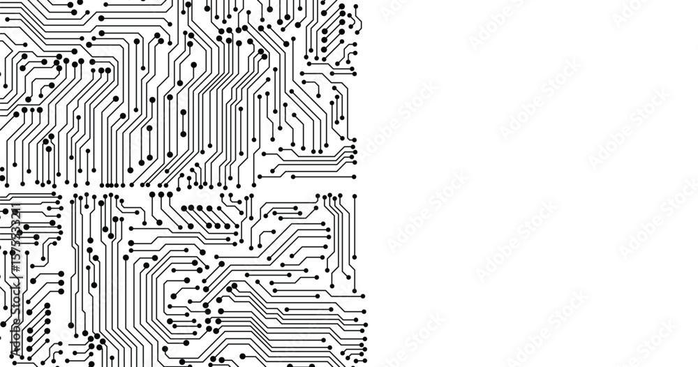 Poster seamless digital technology background with white backdrop. circuit board technology information pat