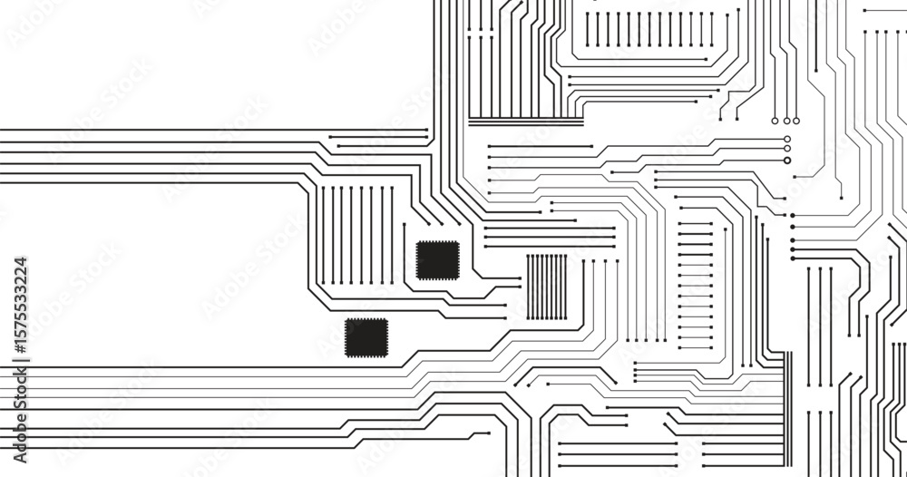 Poster seamless digital technology background with white backdrop. circuit board technology information pat
