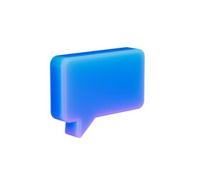 A glossy blue speech bubble icon, ideal for messaging and communication apps. 3D Illustration