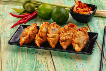 Asian fried stuffed dumplings gyoza