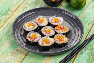 Koream homemade roll Kimbap with nori seaweed