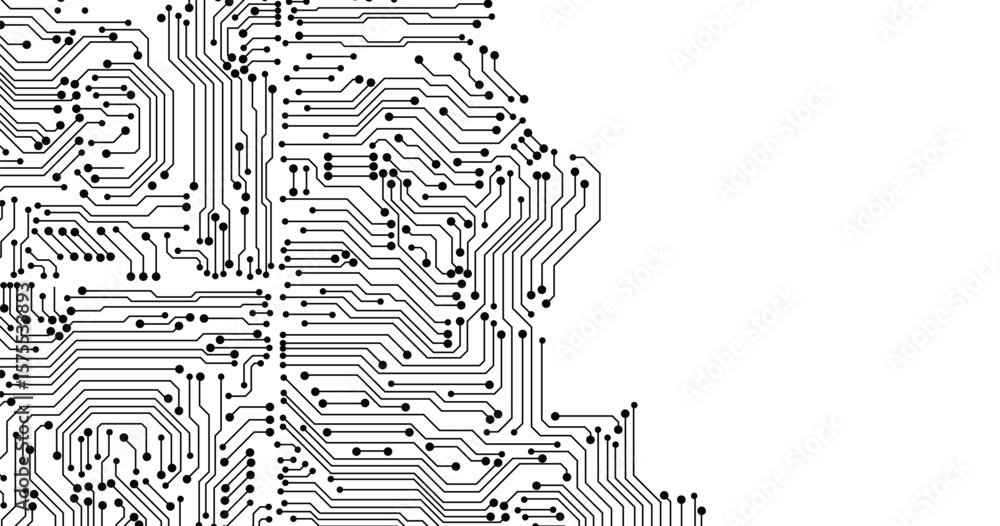 Poster a grey circuit line technology pattern on white background. vector abstract technology on white back