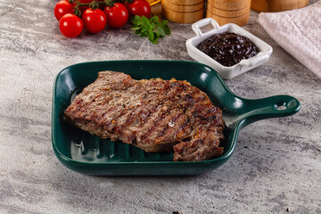 Grilled rib eye beef steak