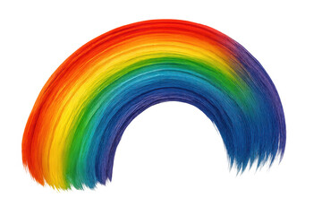 Fototapeta premium Vibrant rainbow brush stroke curving across transparent surface, highlighting artistic graphic design potential