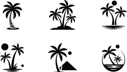 Tropical palm trees and sun beach island