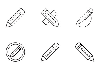 set of edit icon line art vector illustration