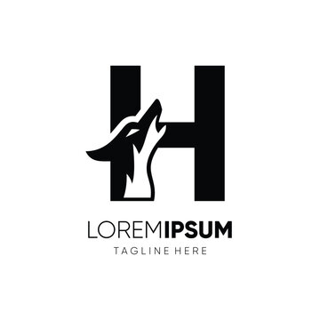 Letter H Initial Wolf Logo Design Vector Icon Graphic Emblem Symbol Image Illustration