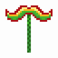 Fototapeta premium Pixelated colorful sombrero on stick, festive mexican hat for celebration or holiday, retro 8 bit game art, isolated