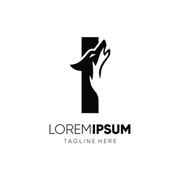 Letter I Initial Wolf Logo Design Vector Icon Graphic Emblem Symbol Image Illustration