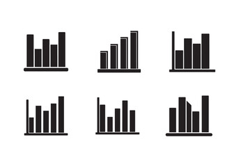 set of bar chart icon silhouette vector illustration