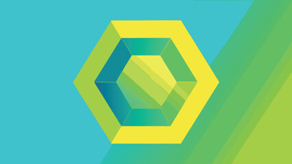 Abstract hexagon shape with vibrant colors and gradient background in modern design