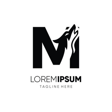 Letter M Initial Wolf Logo Design Vector Icon Graphic Emblem Symbol Image Illustration