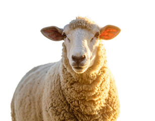 Obraz premium Fluffy White Sheep Standing in an Isolated Setting