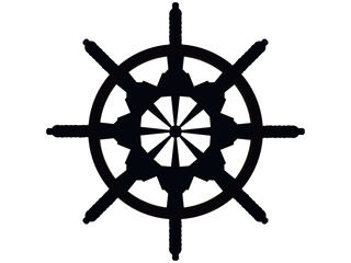 Design Ilustration steering wheel black of a ship 