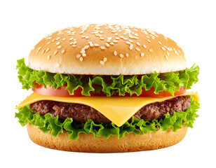 Realistic Cheeseburger with Melted Cheese and Lettuce