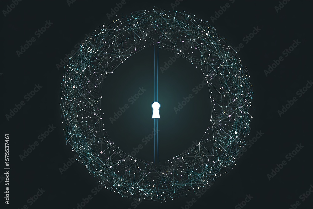 Poster a circular, interconnected network design with a keyhole graphic.