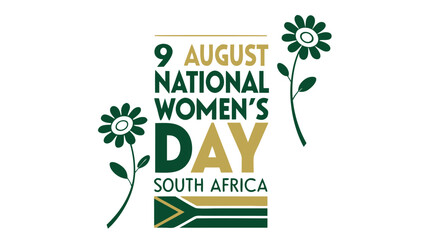 Celebrating national womens day on august 9th in south africa with flowers and the national flag colors