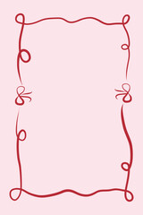 Coquette style illustration of frame on soft pink background. Romantic, feminine, and elegant design perfect for stationery, invitations, social media graphics, and Valentine Day themes. Trendy pastel