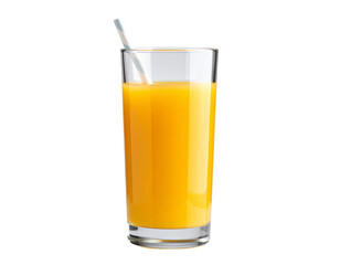 Refreshing Orange Juice in Tall Glass with Straw