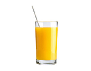 Fresh Orange Juice in a Tall Glass with Straw