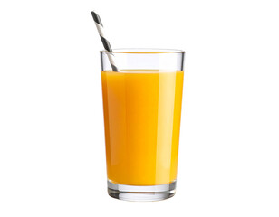 Tall Glass of Fresh Orange Juice with Straw