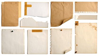 Assorted aged paper pieces