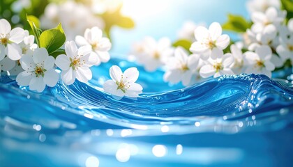 Blossoms on rippling water