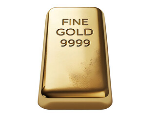 Shiny gold bar, isolated on transparent cutout background.