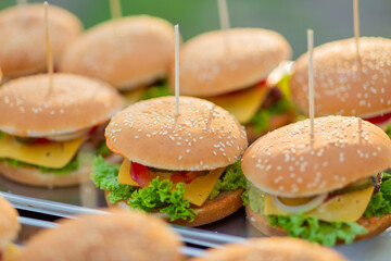 hamburger on a wooden table