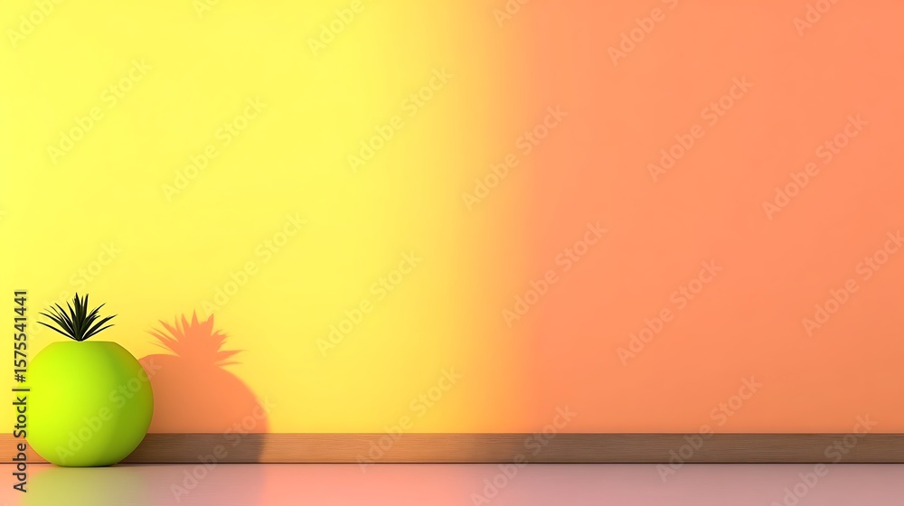 Poster empowered workspace glow concept, bright abstract background with colorful sphere and shadows