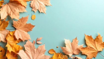 Falling leaves dance autumn vibes nature scene colorful foliage flat lay beauty of change