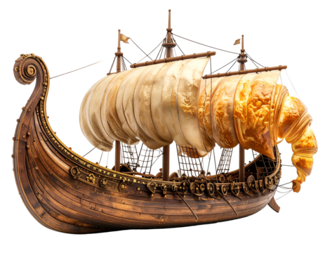 Croissant Ship 3D Illustration