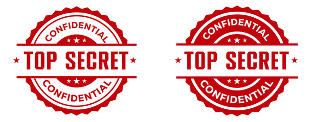 Top Secret Confidential Stamp Badge Design in Red Circular Style