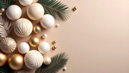 Fototapeta premium Festive holiday decorations cozy home digital art elegant setting top view christmas inspiration