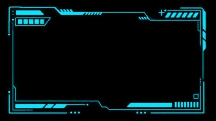 Futuristic minimal HUD interface elements that animate in and out, tech style line graphics, blue neon lights, no text, clean lines, perfect for a science fiction or technology overlay. - Powered by Adobe