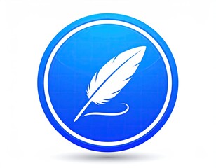 Blue circle icon with feather