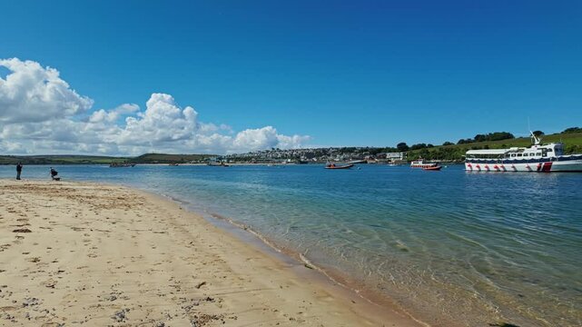 View from Daymer Bay across estuary towards Padstow, Cornwall, UK