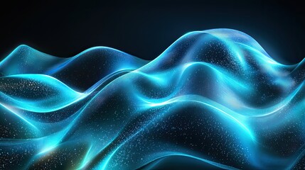 Obraz premium Glowing aqua curve abstract background with soft light waves for futuristic or tech themes